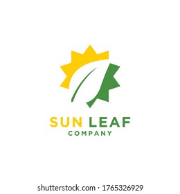 Simple Modern sun with Leaf logo design inspiration