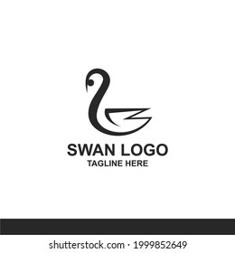 Diseño de logotipo en forma de cisne sencillo y moderno
