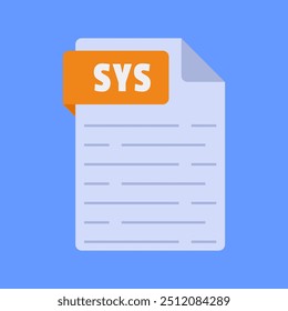 Simple and modern sys file extension vector illustration flat design isolated on blue background
