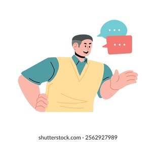 Simple and modern talking flat design character