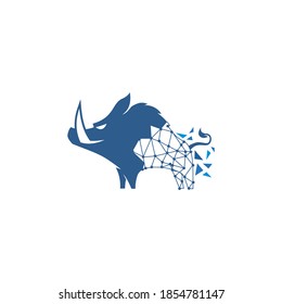 simple modern tech boar with digital body grid vector icon