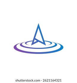 Icono moderno simple de la tecnología con los anillos azules de la A y púrpura-azul