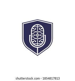 simple modern tech podcast shield vector icon