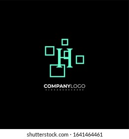 simple modern technology H logotype creative design in turquoise color isolated with black background
