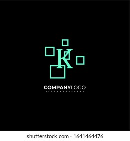 simple modern technology K logotype creative design in turquoise color isolated with black background