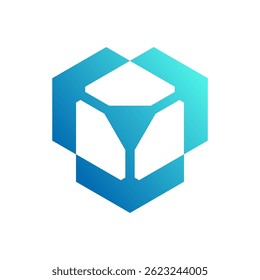 Einfaches Logo der modernen Technologie mit Teal Cube