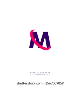 simple modern technology M logotype isolated on white background design concept.