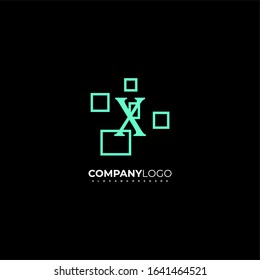 simple modern technology X logotype creative design in turquoise color isolated with black background