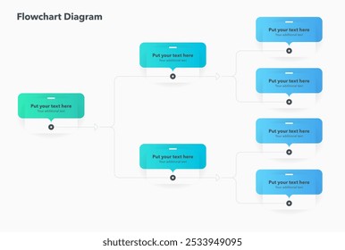 Plantilla moderna simple para diagrama de diagrama de flujo. Diseño de infografía plana con líneas finas para Sitio web o presentación de datos.