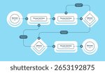 Simple modern template for process flow diagram - blue version. Flat infographic design for website or data presentation.