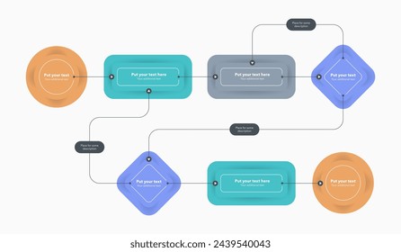 Simple modern template for process flow diagram. Flat infographic design for website or data presentation.