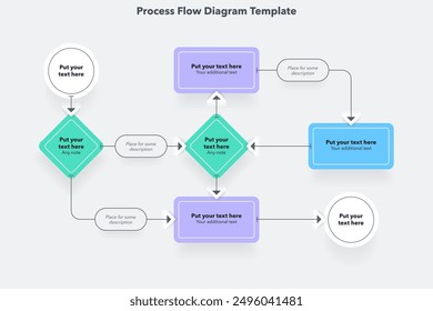 Plantilla moderna simple para el diagrama de flujo de proceso. Diseño plano de infografía para Sitio web o presentación de datos.