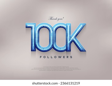 Simple and modern, thank you 100k followers. Premium vector background for achievement celebration design.