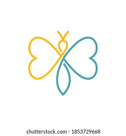 simple modern thin line love shaped wings butterfly icon