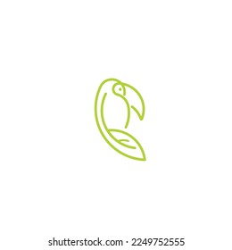 Simple Modern Toucan Bird Natural Leaf Monoline Logo