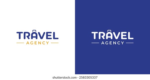 Simple Modern Travel Agency Logo. Travel Word Sign with Letter A as Graphic Icon Suitcase. Travel Business Logo Design Template.