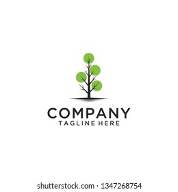  Simple modern tree with circle green leaves logo design