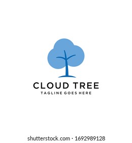 Simple modern Tree Cloud stylish logo and icon template