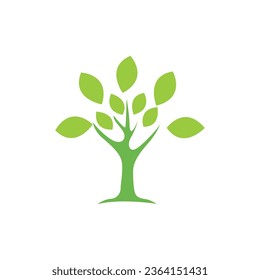 Simple modern tree with green leaves logo design