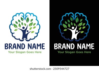 árvore moderna simples da vida cérebro humano inteligente design logotipo ilustração vetor