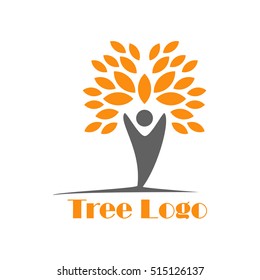 Simple modern tree logo. Nature growth logo design concept