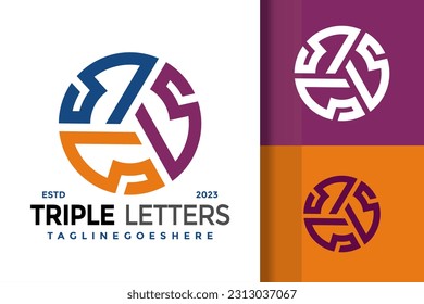 Simple modern triple initial letter s logo vector icon illustration