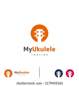 simple modern ukulele logo design, on isolated background