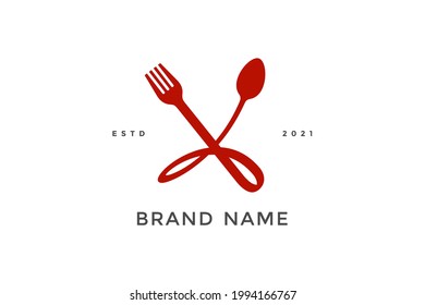 Simple, Modern and Unique illustration logo design initial X combine with fork and spoon. Logo recommended for business related Beverages, Restaurant, Cafe and Food.