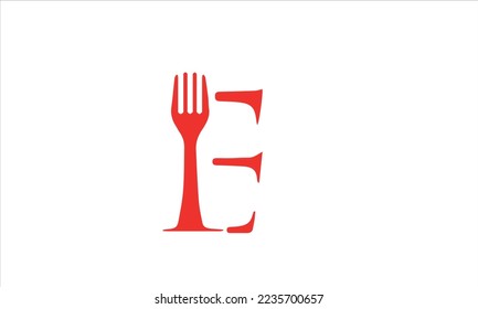 Simple, Modern and Unique illustration logo design initial E combine with fork and spoon. Logo