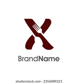 Simple, Modern and Unique illustration logo design initial X combine with fork and spoon. Logo recommended for business related Beverages, Restaurant, Cafe and Food.