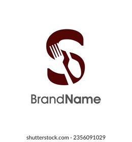 Simple, Modern and Unique illustration logo design initial S combine with fork and spoon. Logo recommended for business related Beverages, Restaurant, Cafe and Food.