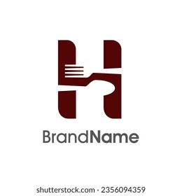 Simple, Modern and Unique illustration logo design initial H combine with fork and spoon. Logo recommended for business related Beverages, Restaurant, Cafe and Food.