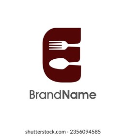 Diseño inicial de logotipo de ilustraciones sencillas, modernas y únicas combinadas con tenedor y cuchara. Logotipo recomendado para bebidas relacionadas con el negocio, restaurante, cafetería y comida.