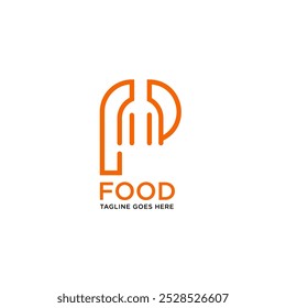 Simple, Modern and Unique illustration logo design initial P combine with fork . Logo recommended for business related Beverages,