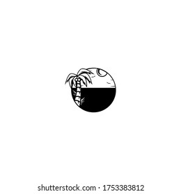 Simple modern Unique tropical beach logo. Summer Beach Holiday Logo, Isolated on white background.