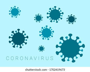 Einfache moderne Vektorillustration von Coronavirus-Zellen auf blauem Hintergrund.
