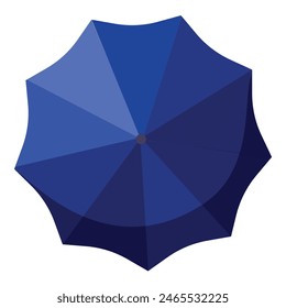 Simple and modern vector graphic of a topdown view of a blue umbrella, ideal for design elements