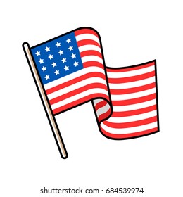 Simple modern vector illustration of american waving flag