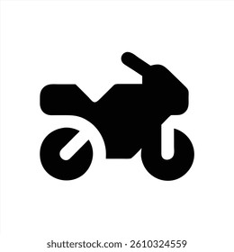 A simple and modern vector illustration featuring a black silhouette of a motorcycle. The design showcases clean lines and a minimalist style, ideal for automotive themes.