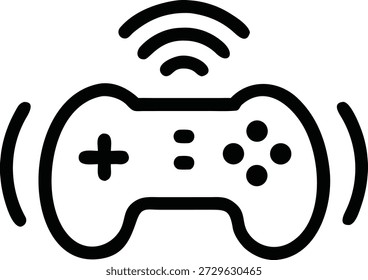 Una Ilustración vectorial simple y moderna de un ícono de vibración de controlador de juegos en un estilo de diseño plano mínimo, ideal para aplicaciones de juegos e interfaz de usuario.