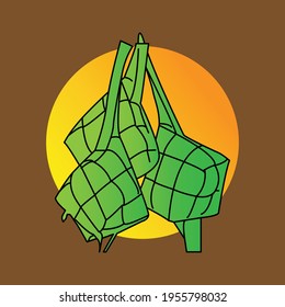Simple modern vector indonesian food "kupat", from rice