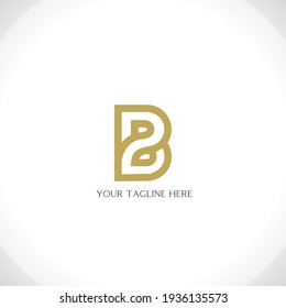 Simple Modern Vector Letter B monogram letter Logo in gold Logotype design for company branding and identity design