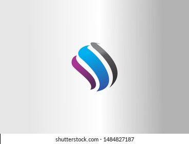 Simple modern vector logo illustration. Purpple, Blue, Black. Round shape vector logo.