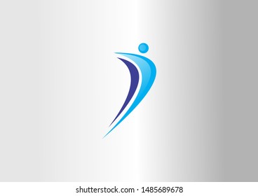 Simple modern vector logo illustration. People shape vector logo. Blue logo.