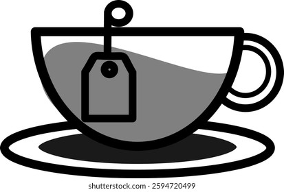 A simple and modern vector logo of a tea cup with a tea bag inside. Designed for versatility, it can be used as an app icon, website logo, or branding for tea-related businesses.