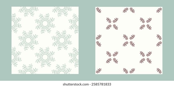 Simple modern vector scandi shape seamless pattern. Pastel floral motif on white isolated background, suitable for gender neutral kids fabric design allover swatch tile. 