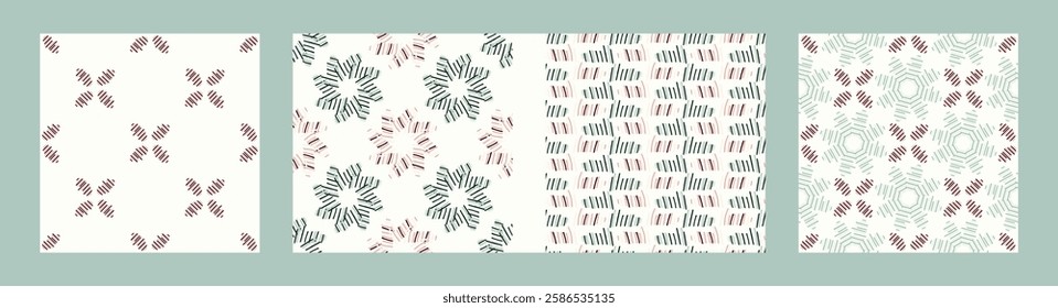 Simple modern vector scandi shape seamless pattern. Pastel floral motif on white isolated background, suitable for gender neutral kids fabric design allover swatch tile. 