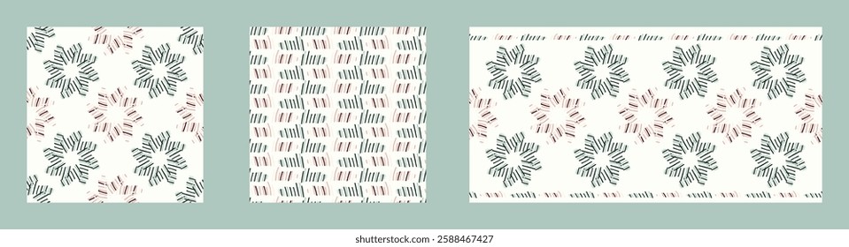 Simple modern vector scandi shape seamless pattern. Pastel floral motif on white isolated background, suitable for gender neutral kids fabric design allover swatch tile. 