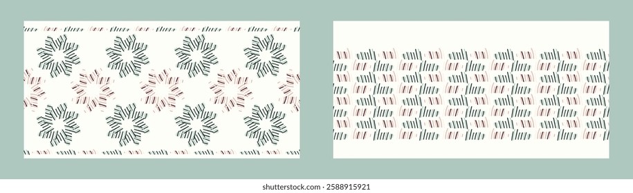 Simple modern vector scandi shape seamless border. Pastel floral motif on white isolated background, suitable for gender neutral kids fabric design banner. 