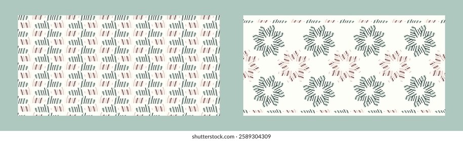 Simple modern vector scandi shape seamless border. Pastel floral motif on white isolated background, suitable for gender neutral kids fabric design banner. 